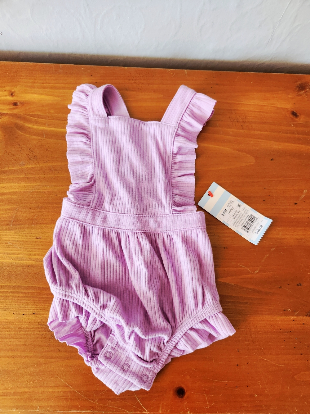 NWT Cat & Jack 3-6m Lilac Ruffle Bubble Overalls